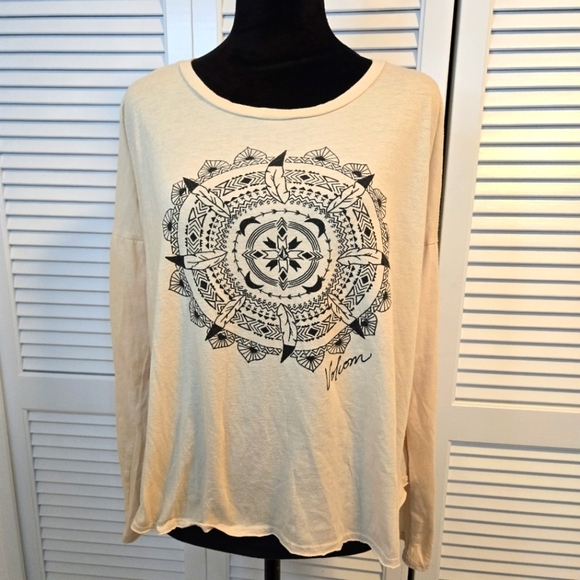Volcom Scoop Neck Long Sleeve Dream Catcher Size LARGE NATIVE AMERICAN LOOK - Picture 1 of 6